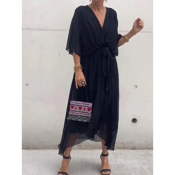 Vestido largo con mangas murciélago