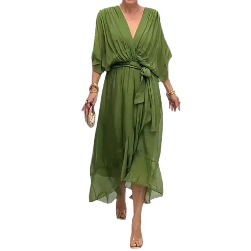 Vestido largo con mangas murciélago