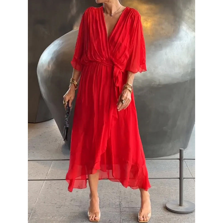 Vestido largo con mangas murciélago