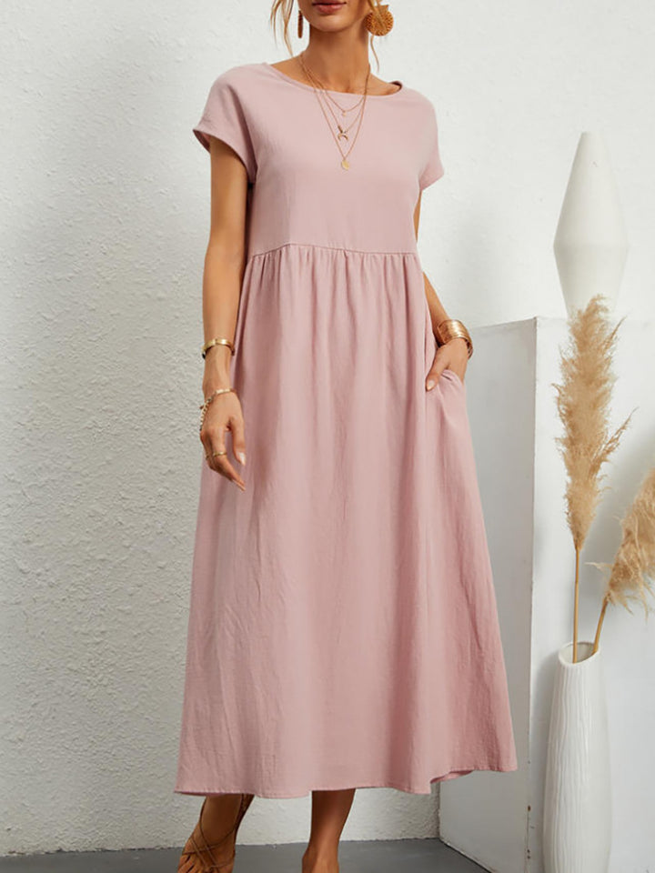 Vestido sin mangas de algodón y lino con bolsillos