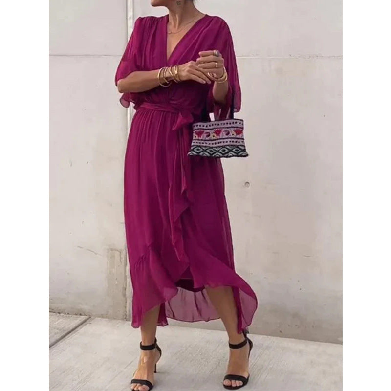 Vestido largo con mangas murciélago