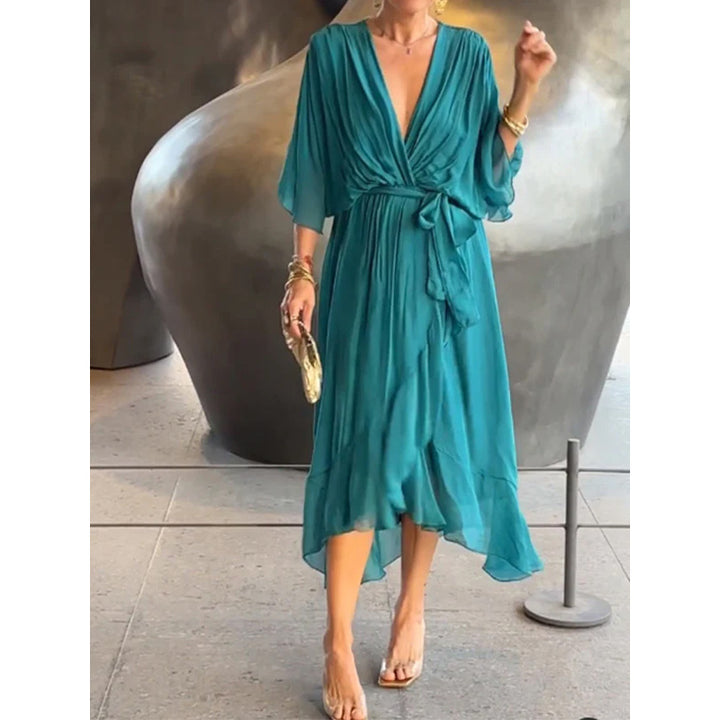 Vestido largo con mangas murciélago