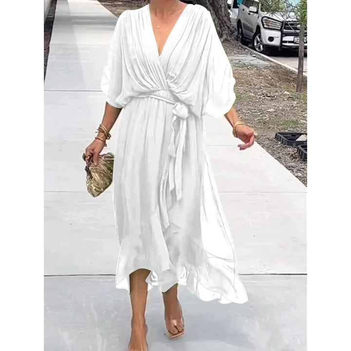 Vestido largo con mangas murciélago