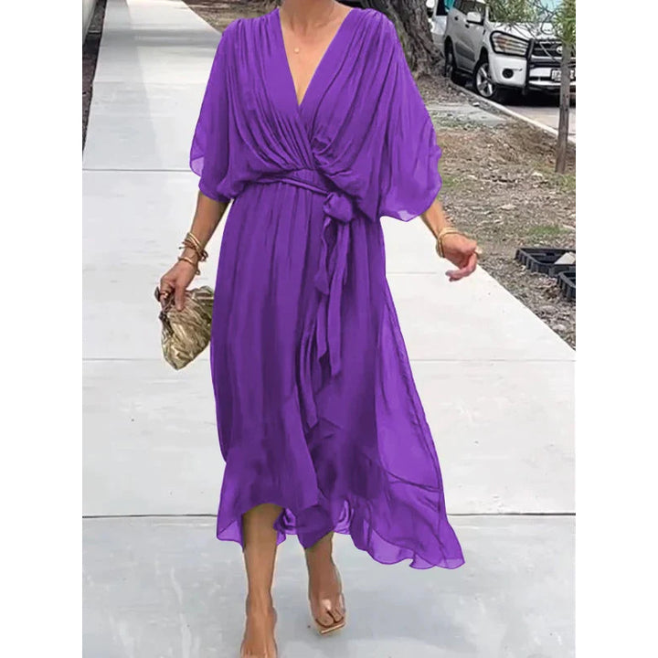 Vestido largo con mangas murciélago