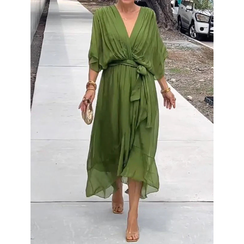 Vestido largo con mangas murciélago