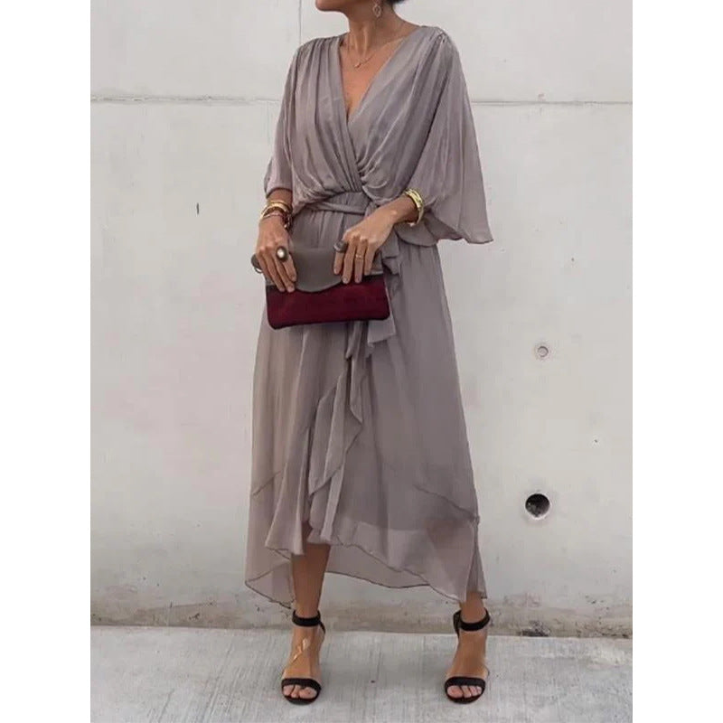 Vestido largo con mangas murciélago