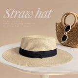 [flat top-beige black belt-7cm brim]