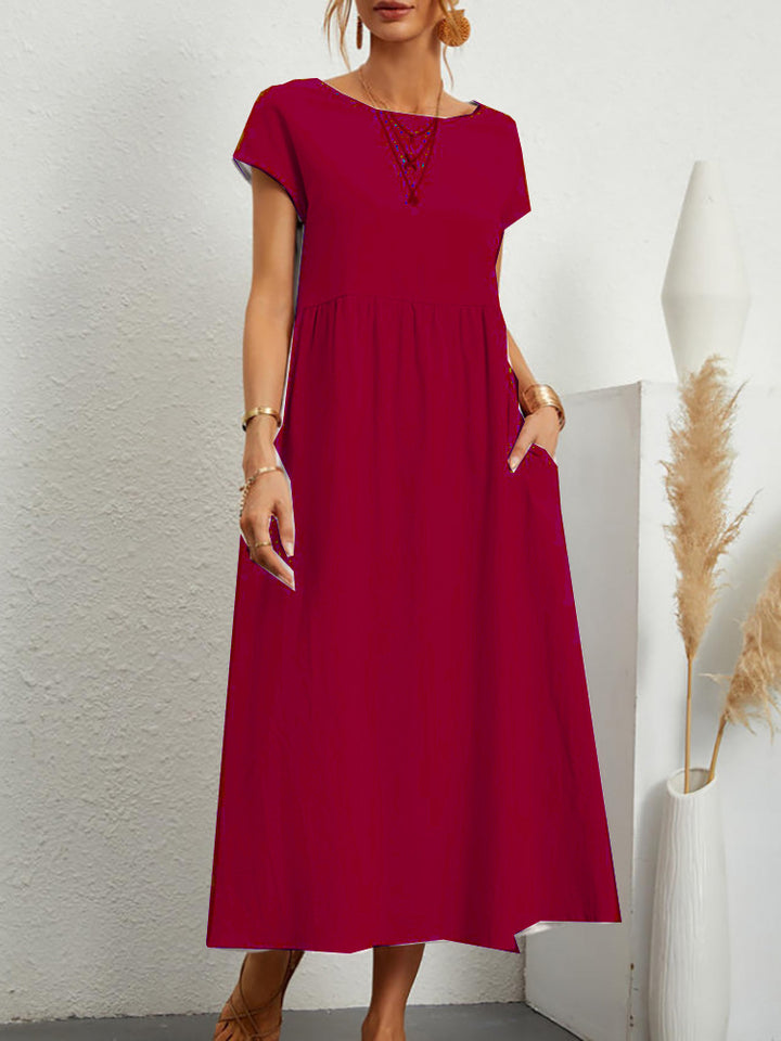 Vestido sin mangas de algodón y lino con bolsillos