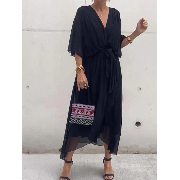 Vestido largo con mangas murciélago