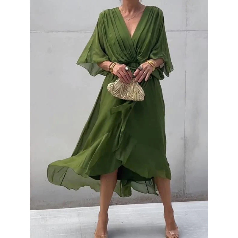 Vestido largo con mangas murciélago