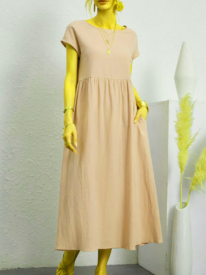 Vestido sin mangas de algodón y lino con bolsillos