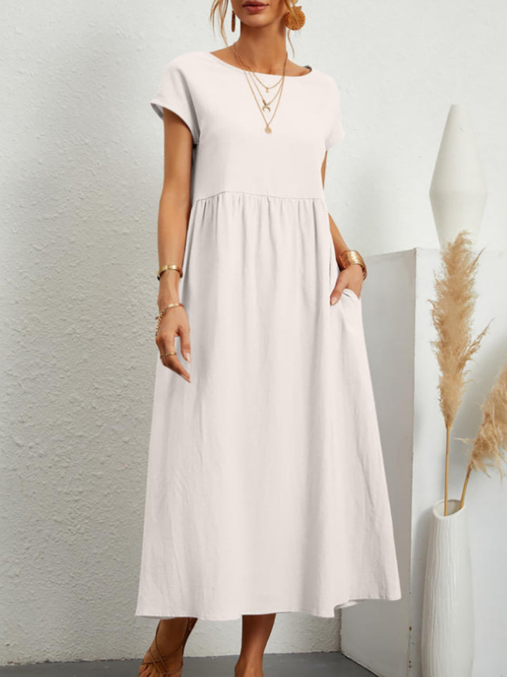 Vestido sin mangas de algodón y lino con bolsillos